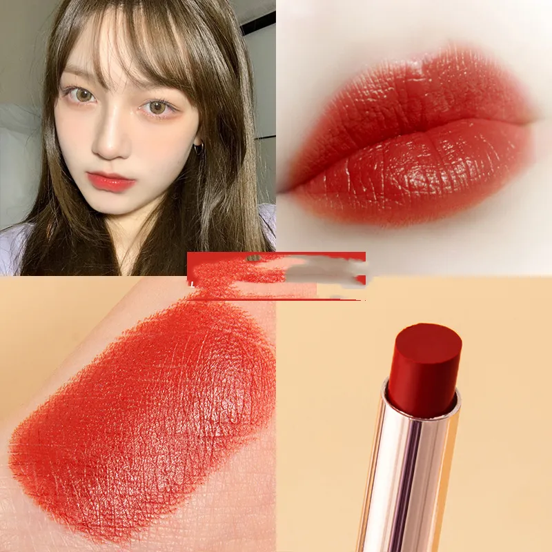 Golden Thin Tube Semi-matte Velvet Matte Moisturizing Lipstick - Deep Chestnut Brown
