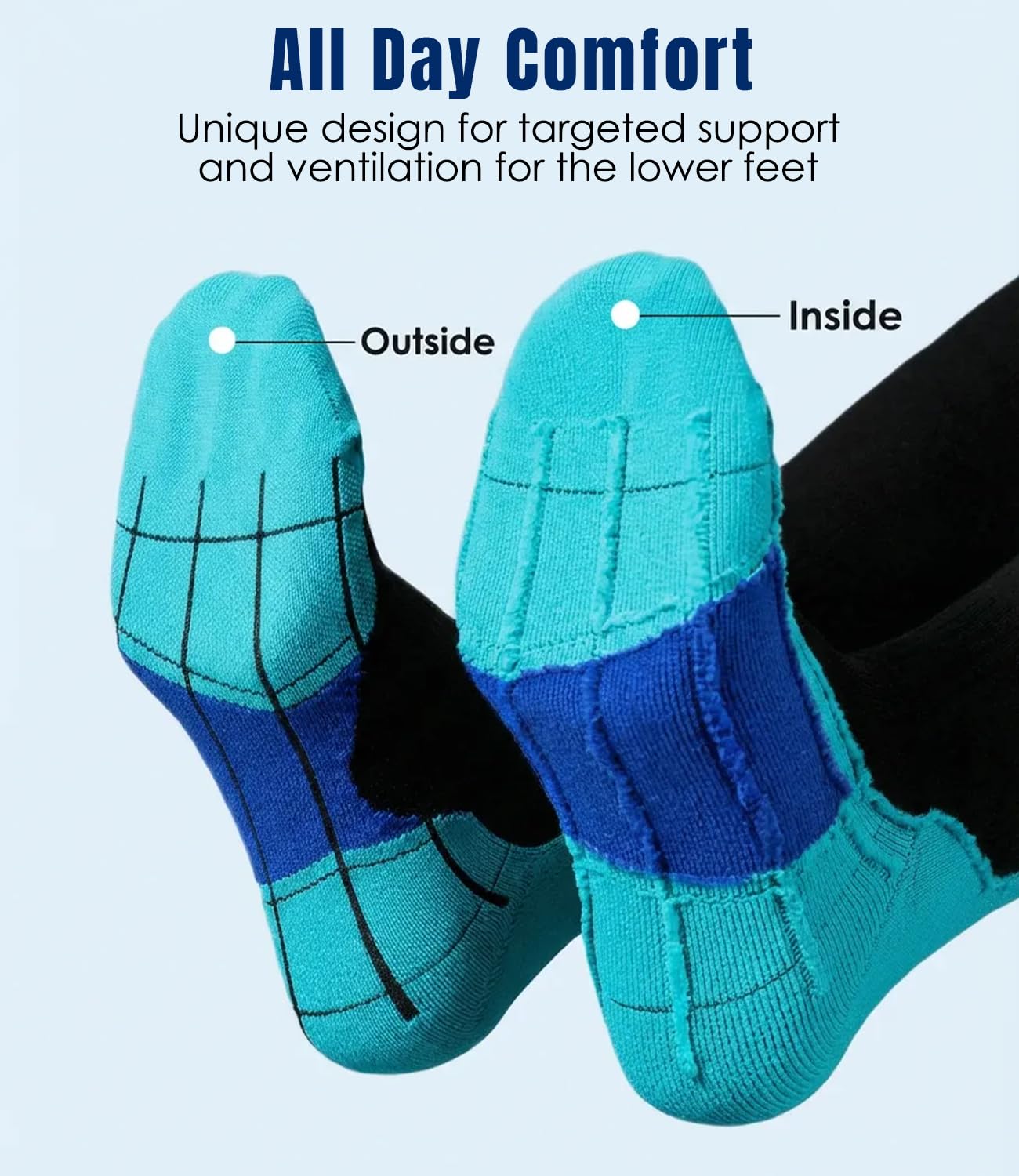 Compression Socks For Women Men Circulation 20-30 MmHg, Wide Calf Stockings For Athletic Running, Cycling, Travel, Medical, Daily Wear, Blue Black  Grey Black  Green — foto 6