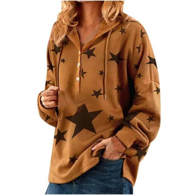 Ladies Short Casual Hooded Christmas Sweater Khaki1 - Shop at LoveMi