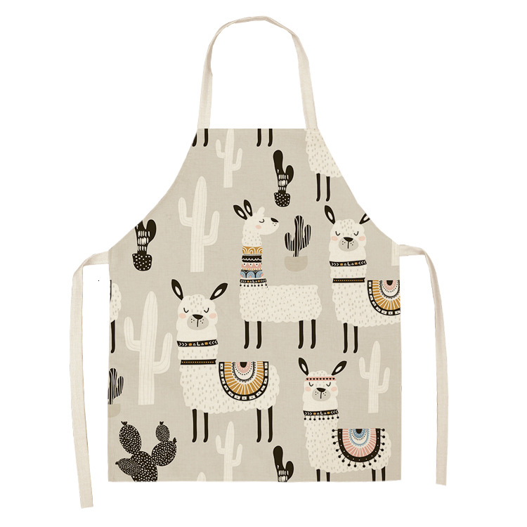 Title 6, Alpaca Cartoon Cotton Linen Apron Sleeveless An...