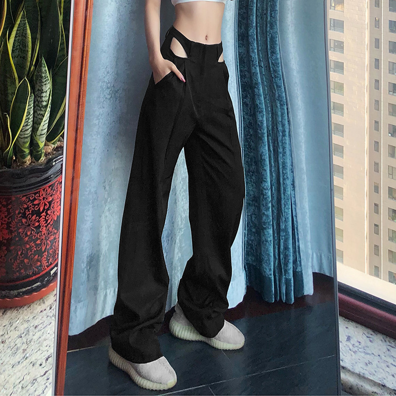 Title 2, Loose And Slim Black Pants With Long Legs