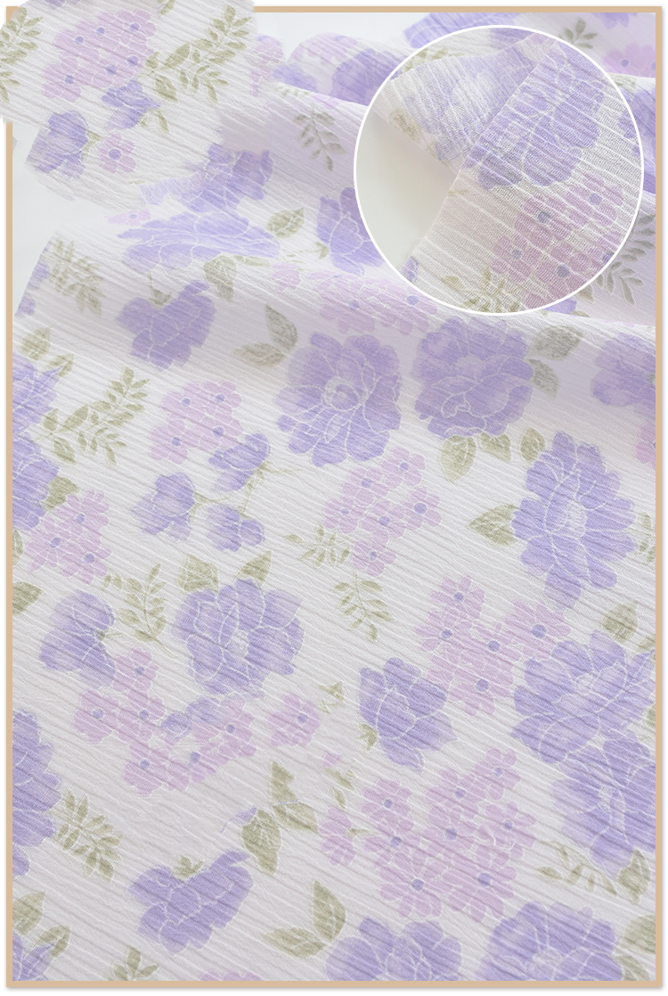 Small Dough Fabric, Pure Cotton, Flower Branch, Wrinkled Cotton