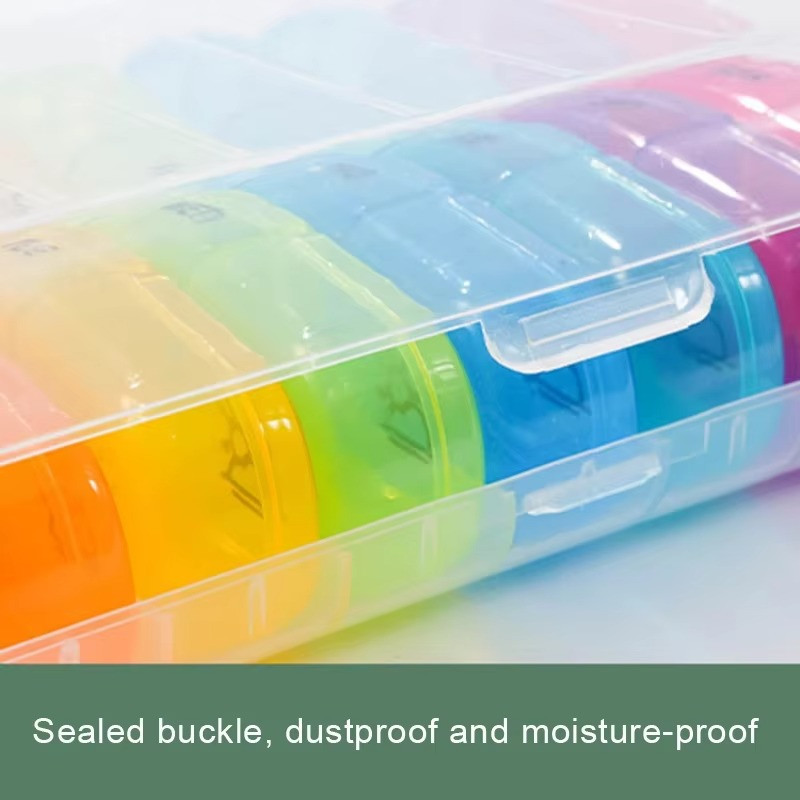 Weekly Daily Pill Box Organizer Medicine Tablet Storage Dispenser 7 Day Week NEW-Transparent Shell Color Grid