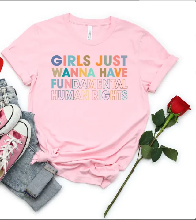Women's Fertility Freedom Graphic Feminist Crew Neck T Shirt Pink - Shop at LoveMi