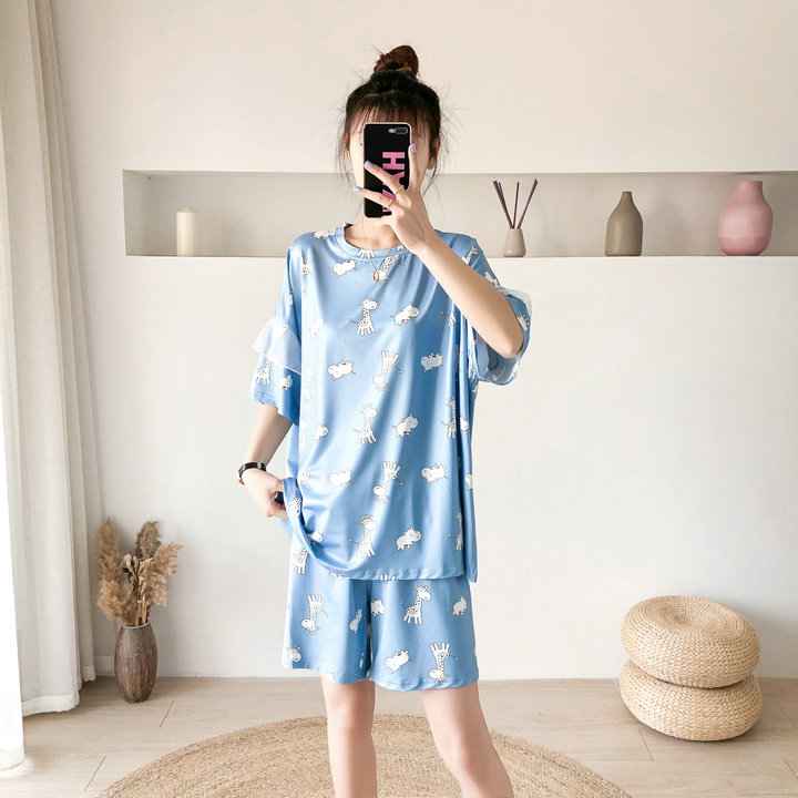 Title 2, Two-piece Plus Size Sweet T-shirt Shorts Pajamas