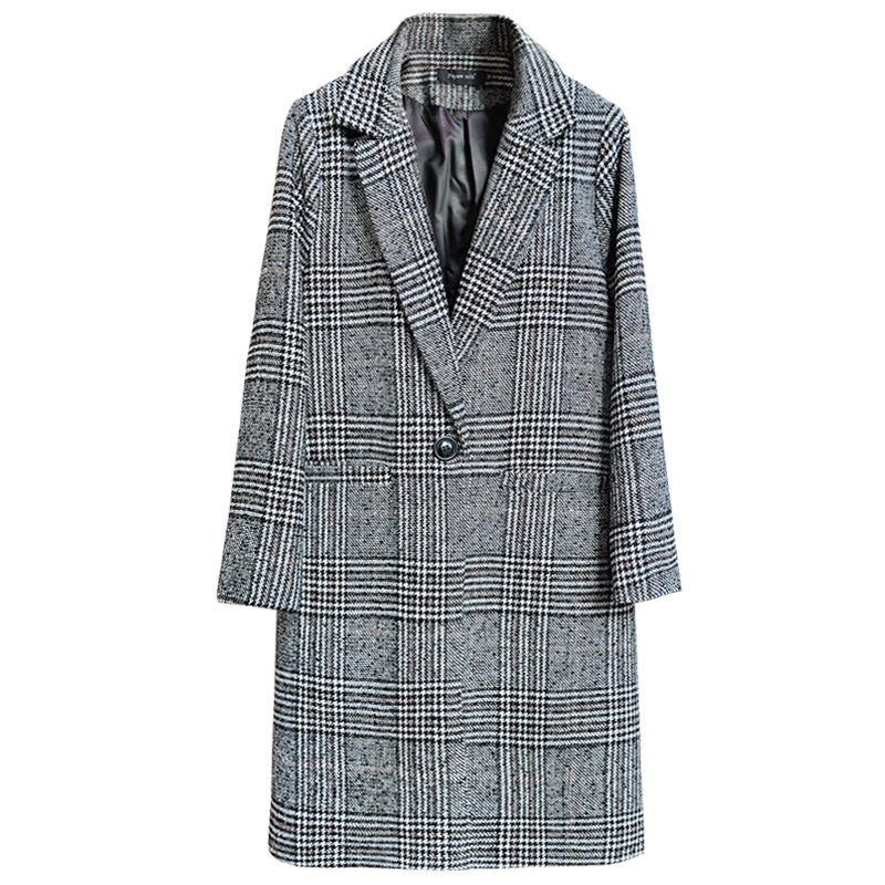 Title 4, Giacca da donna casual in tweed a quadri bianco...