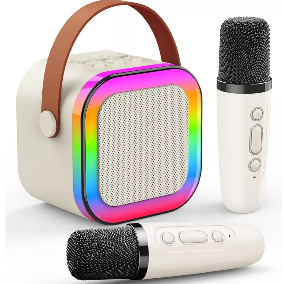 Portable Kids Mini Karaoke Machine Bluetooth Speaker With 2 Wireless Microphones For Boys Girls Home Party Birthday Gifts