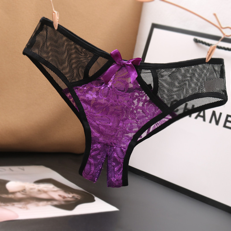 Women's Lace Cut Out Color Matching Briefs Purple - Shop at LoveMi