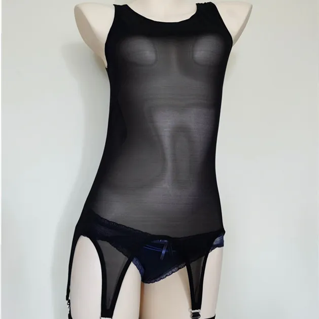 Metal Clasp Sexy Lingerie Sheer Mesh Garter Black - Shop at LoveMi