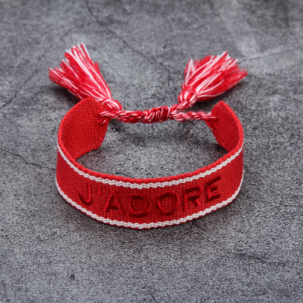 Title 3, French Alphabet Embroidered Bracelet J