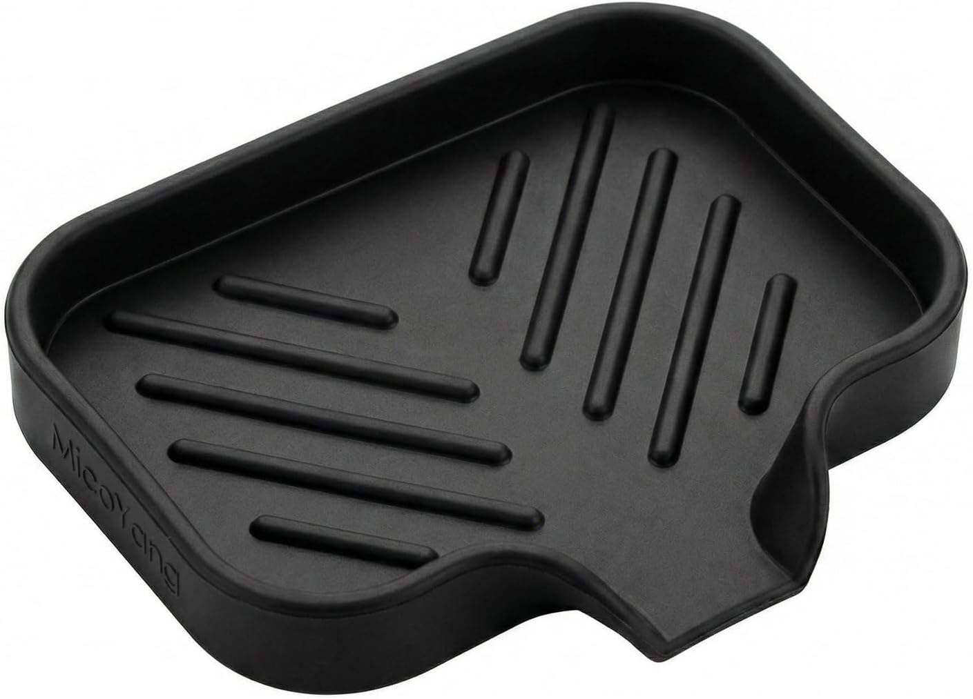 Silicone Soap Dish With Drain Spout, Self Draining Sink Organizer Tray For Bathroom Kitchen, Sponges And Soap, Black