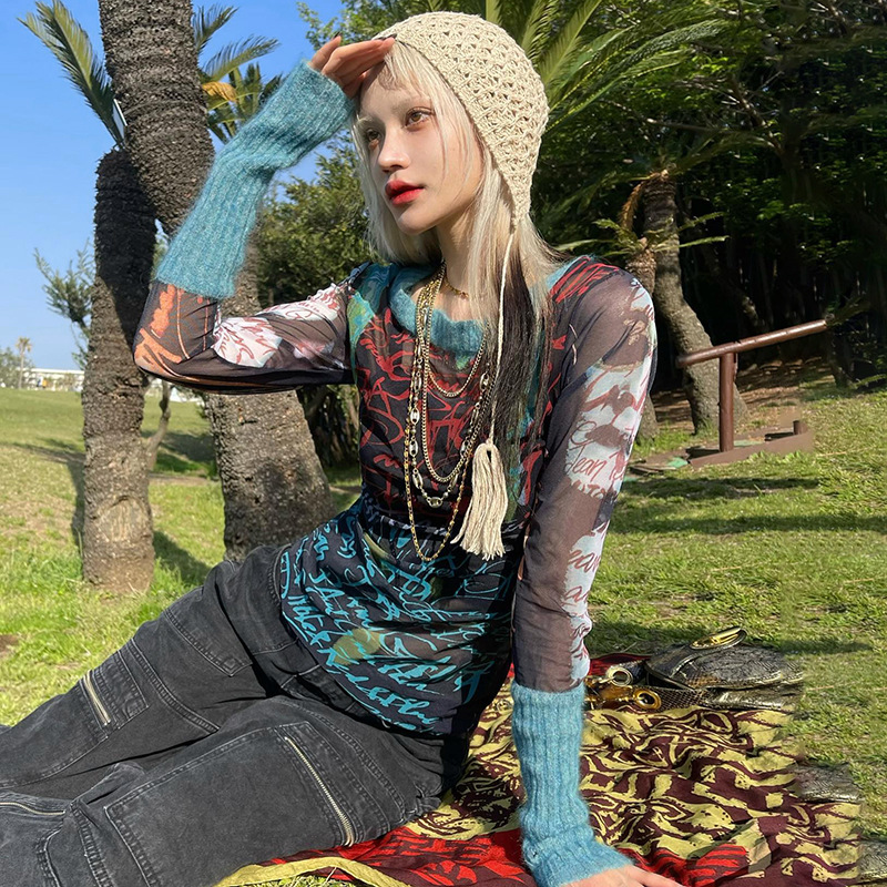 Screen Printing Casual European And American Women's Blouse T-shirt