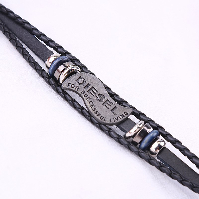 Men's Punk Retro Cowhide Bracelet Multilayer Woven Bracelet