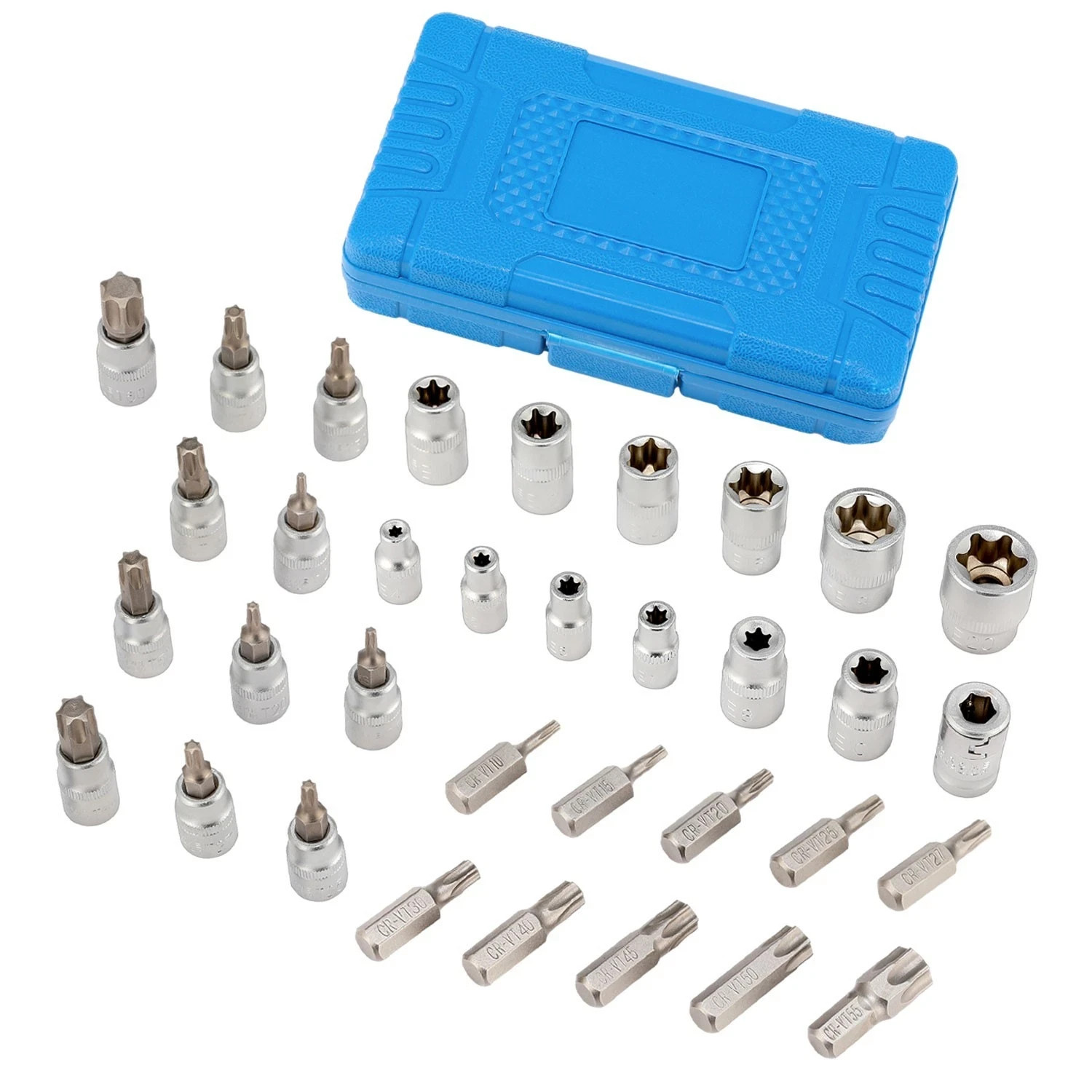 34pcs Torx Star Socket & Bit Set Male Female E & T Sockets Torx Bits With Case — foto 3