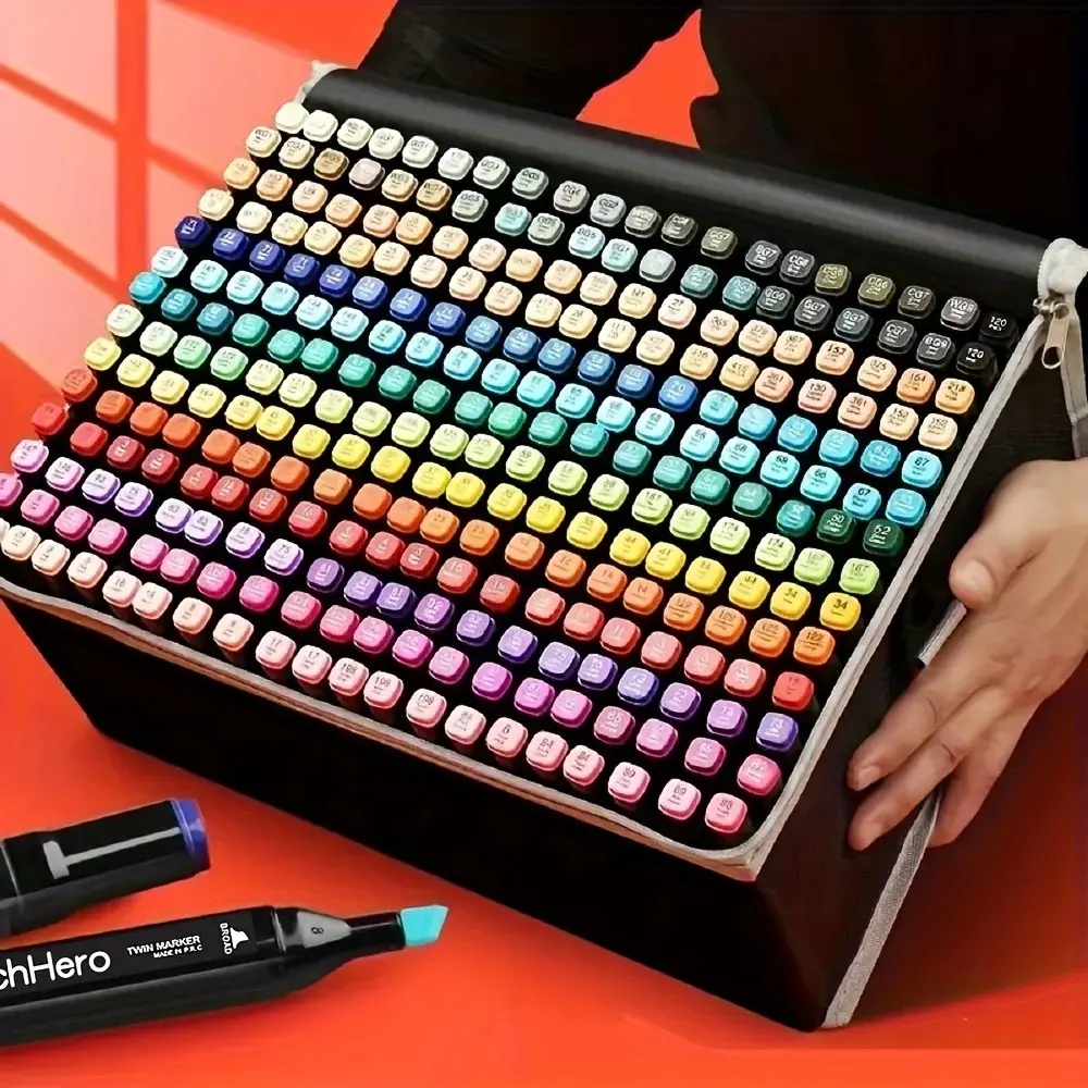 204 Color Dual-Tip Marker Set Quick-Dry Sketching