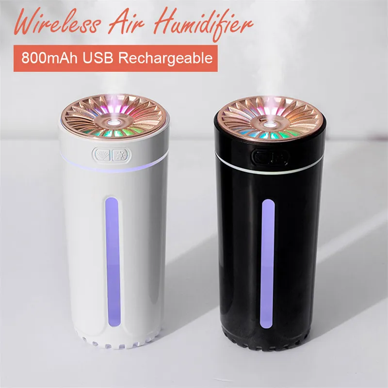 Wireless Air Humidifier Colorful Lights Mute Ultrasonic USB Fogger Diffuser Purifier 800mAh Rechargeabl Cool Mist Maker For Car – image 2