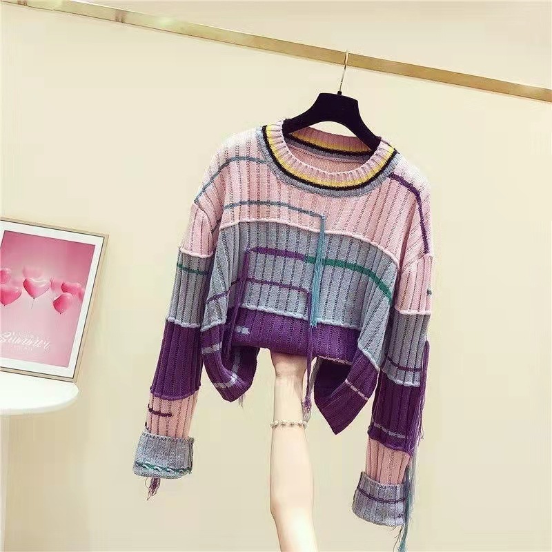 Title 4, Maglione corto ampio con pullover a contrasto c...