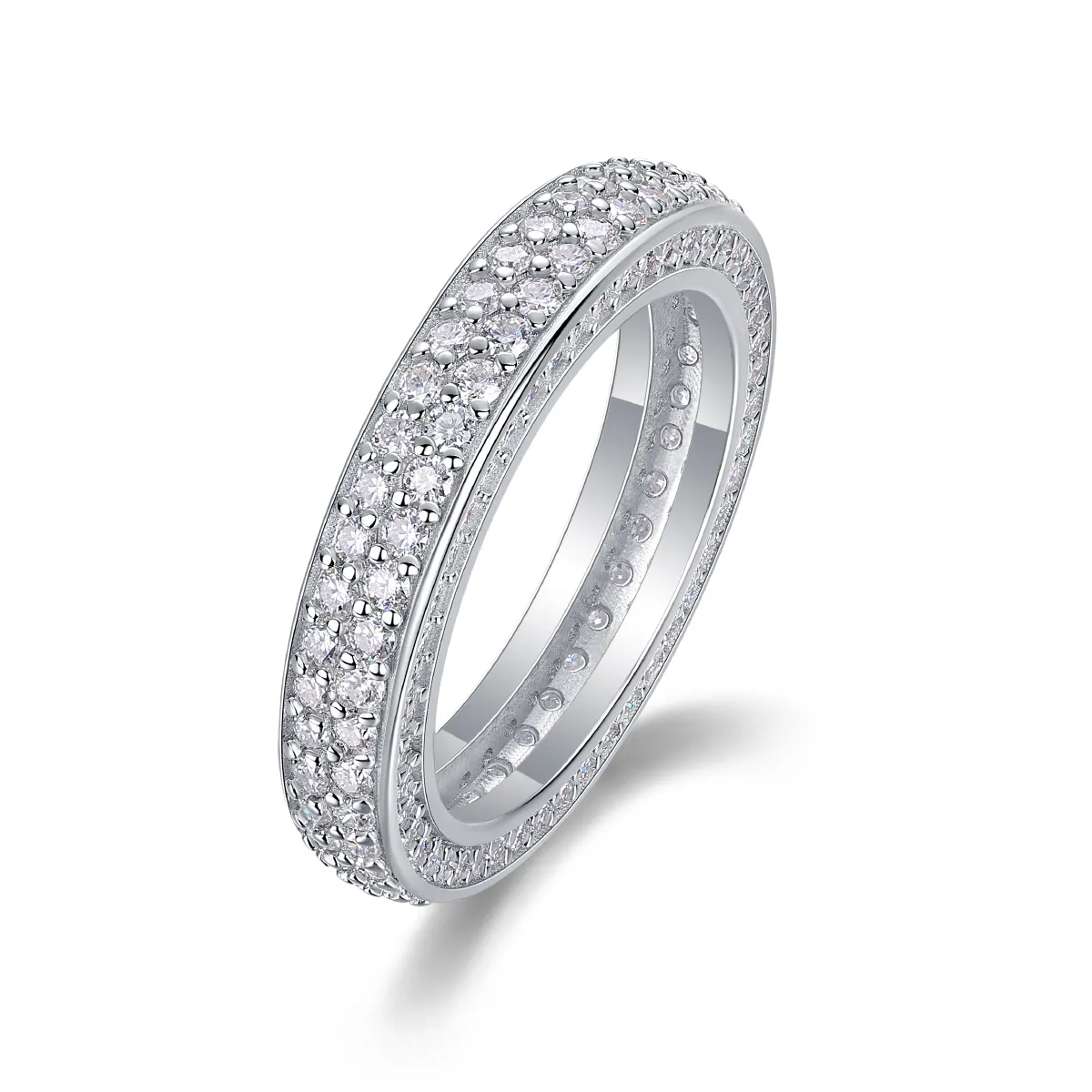 S925 Silver 3.6g Platinum Plated Moissanite Ring