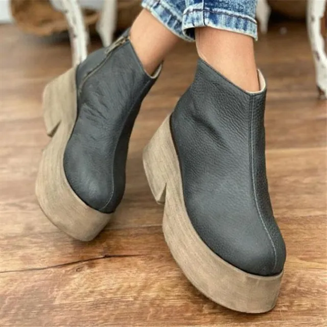 Low Round Toe Platform Women Martin Boots Green - Shop at LoveMi