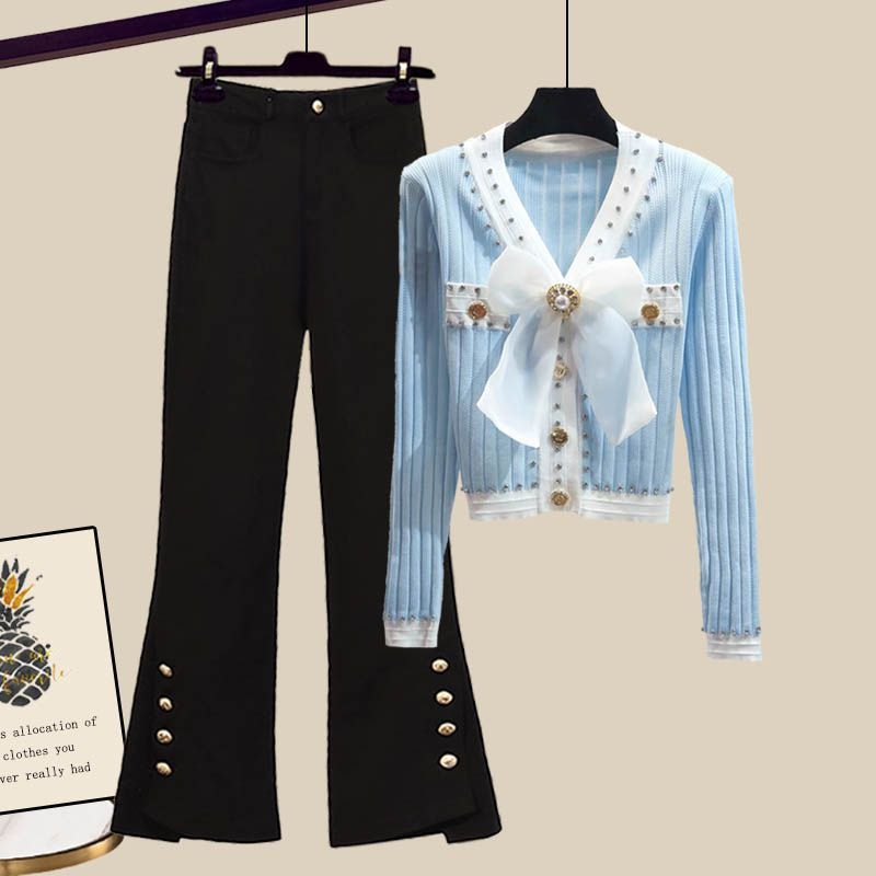 Bowknot Shirt Plus Size Women's Autumn Suit