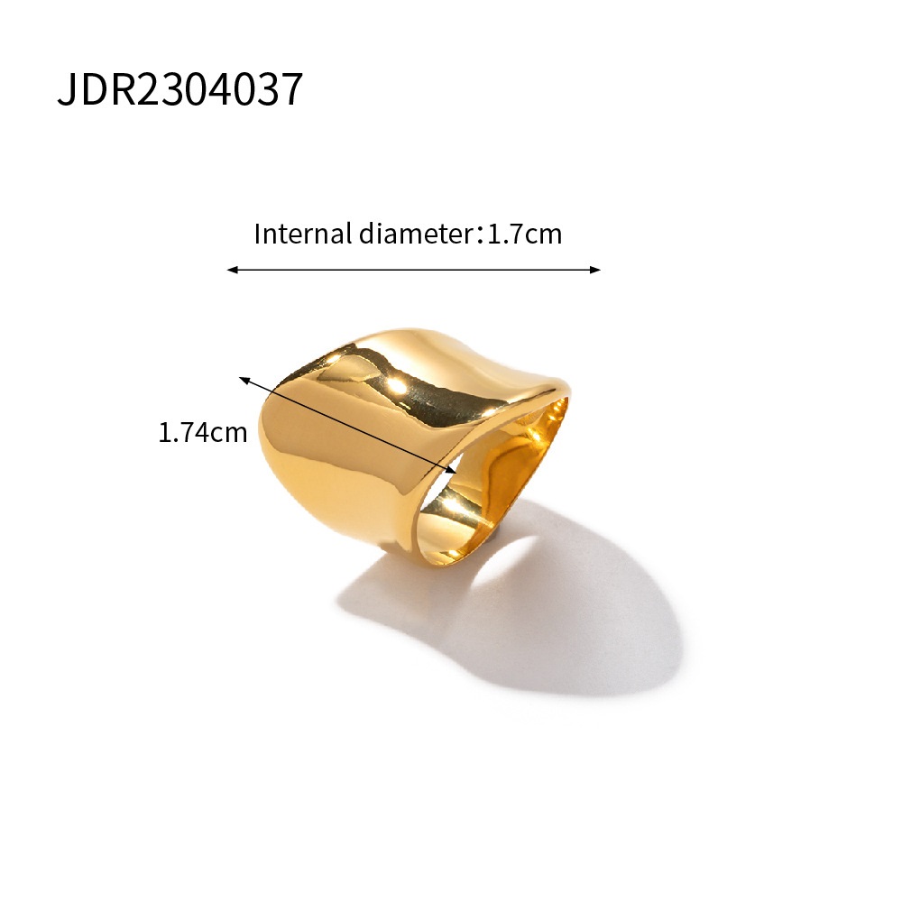 18K Gold Stainless Steel Minimalist Wide Face Ring