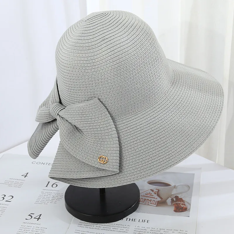 Women's Summer Fashion Split Sun Hat Fisherman Hat - Light Grey