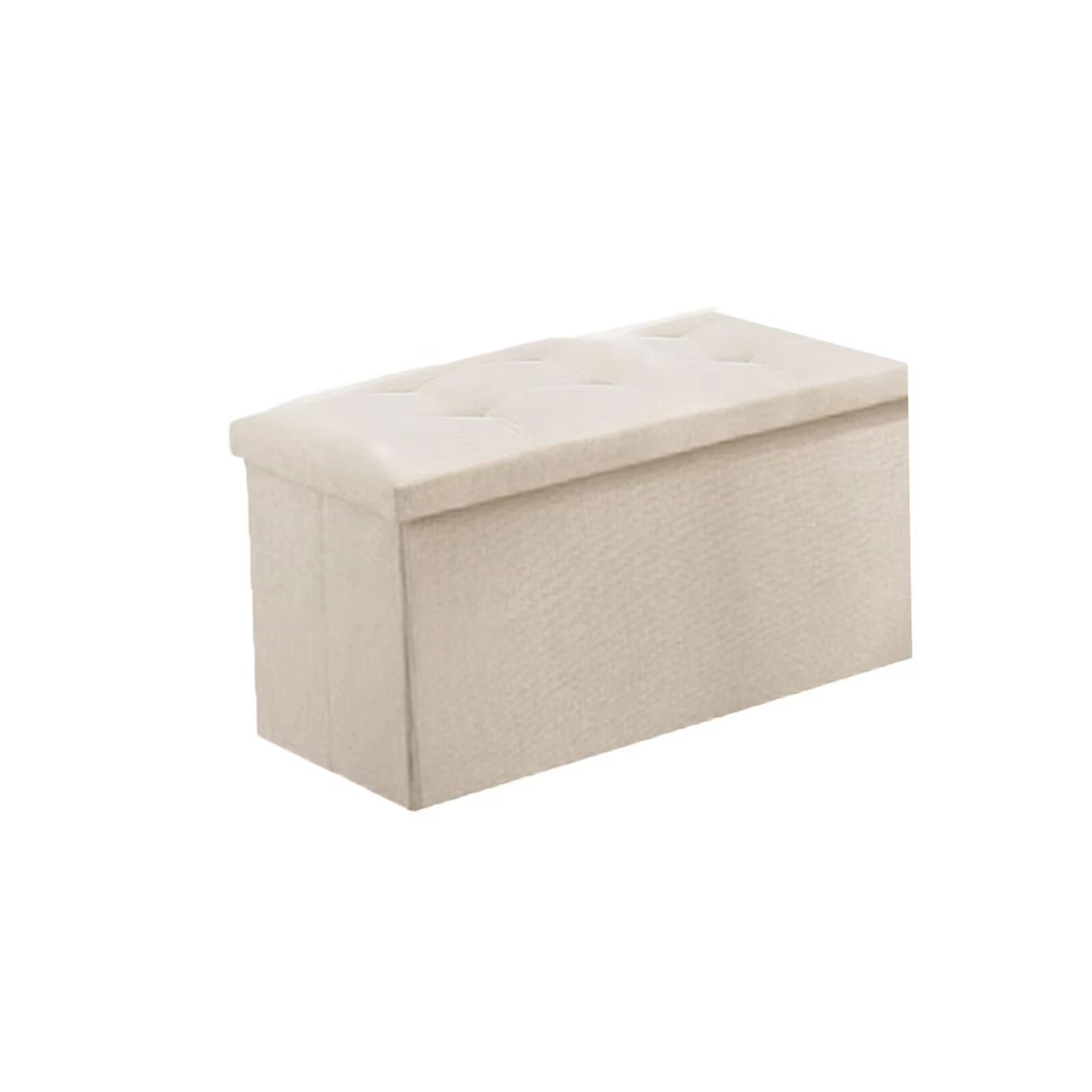 Folding Ottoman Storage Box Pouffe Seat Stool Home Chair Foot Stool Bench LINEN