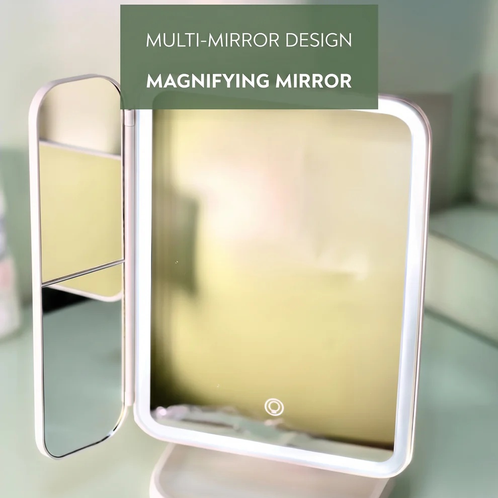 Rechargeable LED Makeup Mirror With 3 Light Modes, 2X-3X Magnification