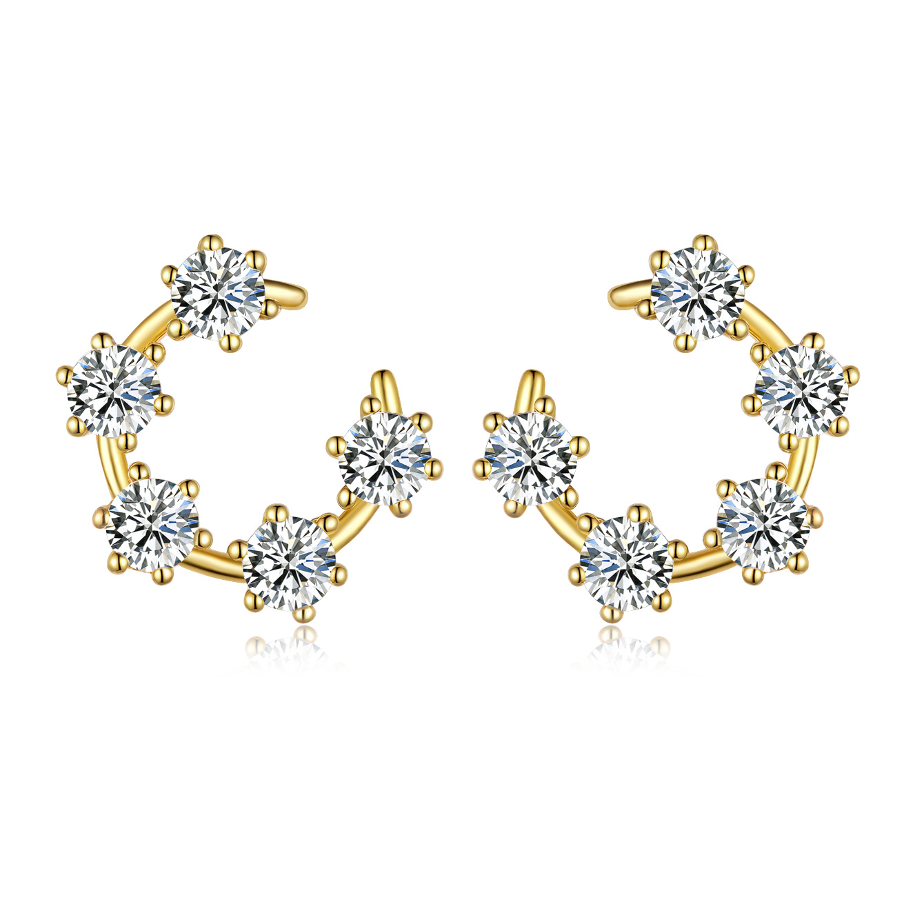 S925 Sterling Silver Crescent Hoop Earrings, D-VVS1 Moissanite Open Circle Design, Platinum Plated 3g Women's Jewelry Gift Box