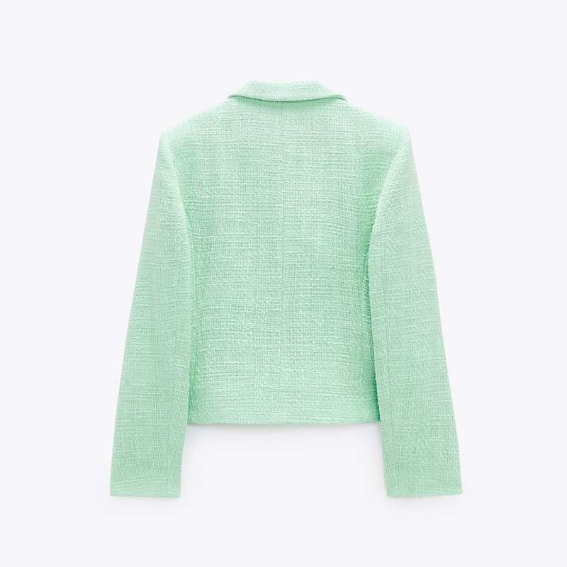 New Texture Double-breasted Short Green Suit Jacket Women