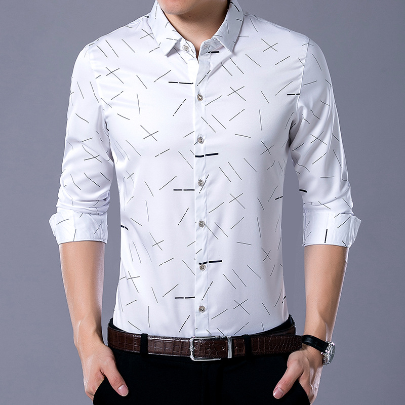 Title 5, Camisa de manga comprida casual slim com estamp...