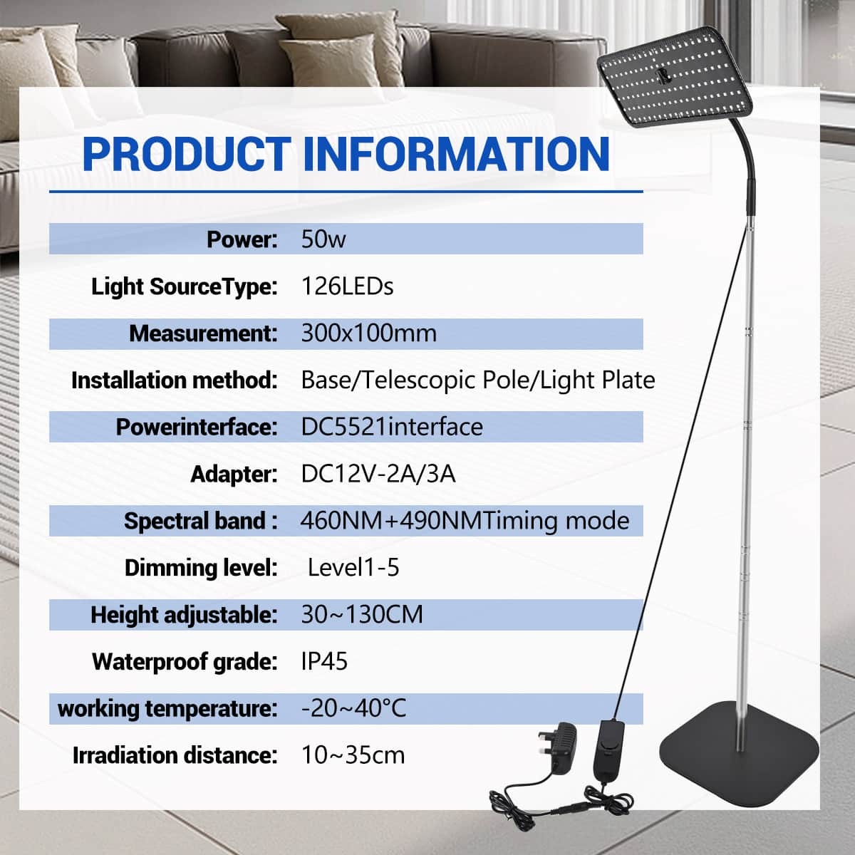 For Home Facial Tanning Light Face Body Tanner Full Blue Sun Solarium Lamp 50W — image 2
