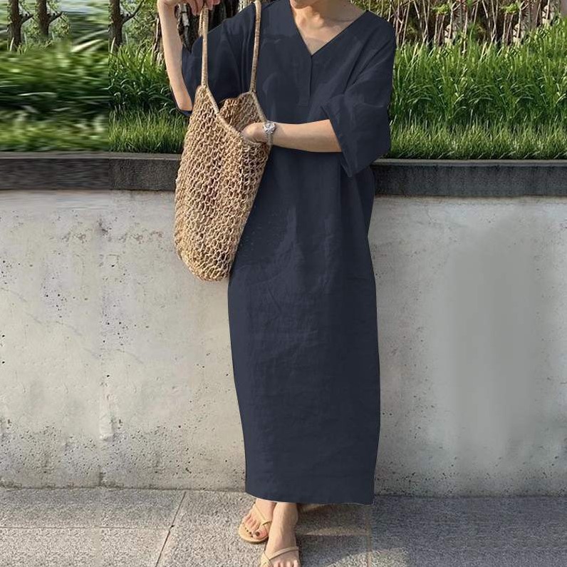 Casual Solid Color Loose Long Dress