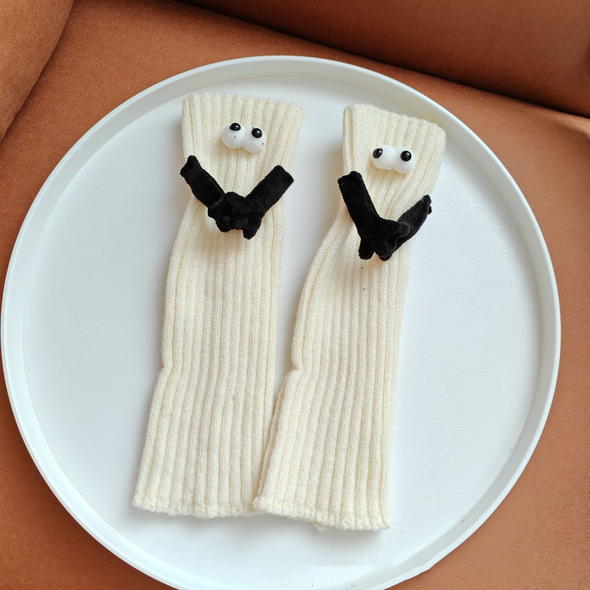 Hand Holding Foot Sock Beige