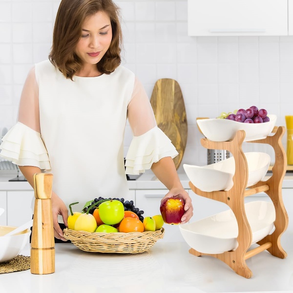 Stacked Fruit Tray Multi-layer Plate Three Compartments Snack Candy Platter Bowl 6