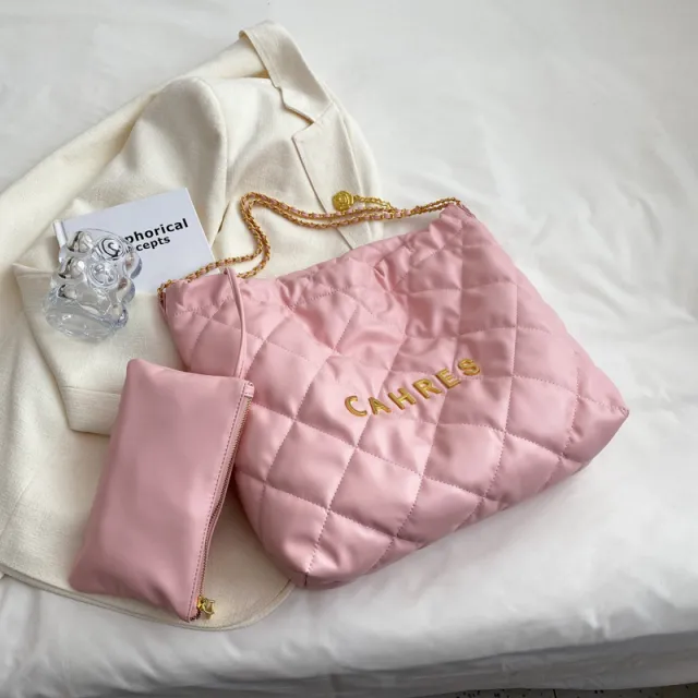 Rhombus Chain Shoulder Bag Western Style Bucket Pink - Shop at LoveMi