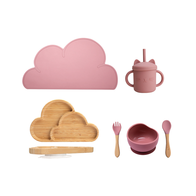 7Pcs Wooden Feeding Tableware Sets Kids Feeding Supplies Bam — foto 11