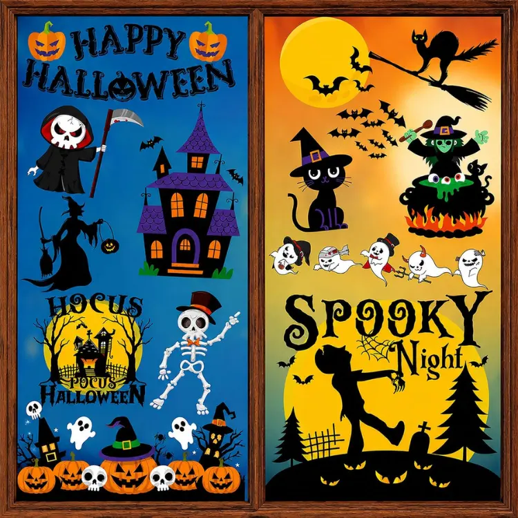 Halloween Window Clings, Reusable Pumpkin Ghost Static
