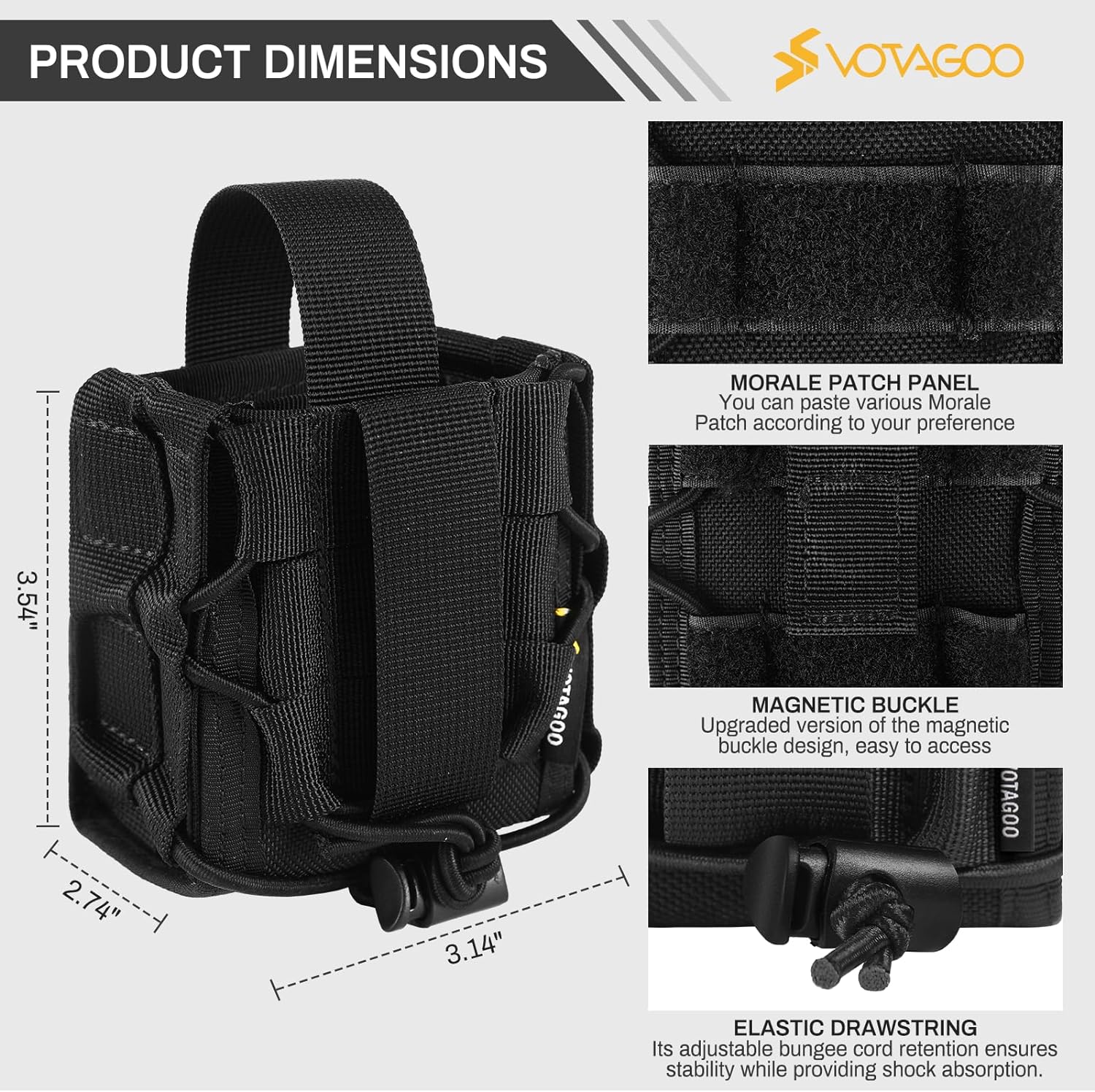 MOLLE Double Handcuff Pouch Holster Universal Handcuff Pouch Made of 1050D Nylon this versatile pouch accommodates nearly any handcuff brand including ASP Hinged Chain and Folding Rigid Handcuffs Also ideal for field compasses tins and other similar items