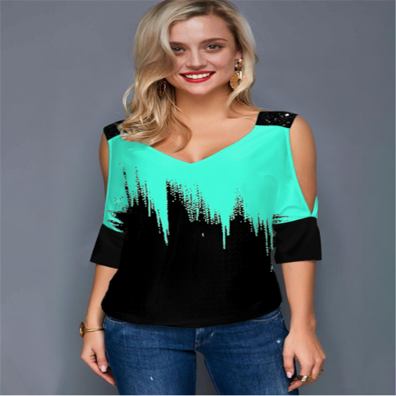 Title 4, Lente en zomer nieuwe off-the-shoulder T-shirt ...