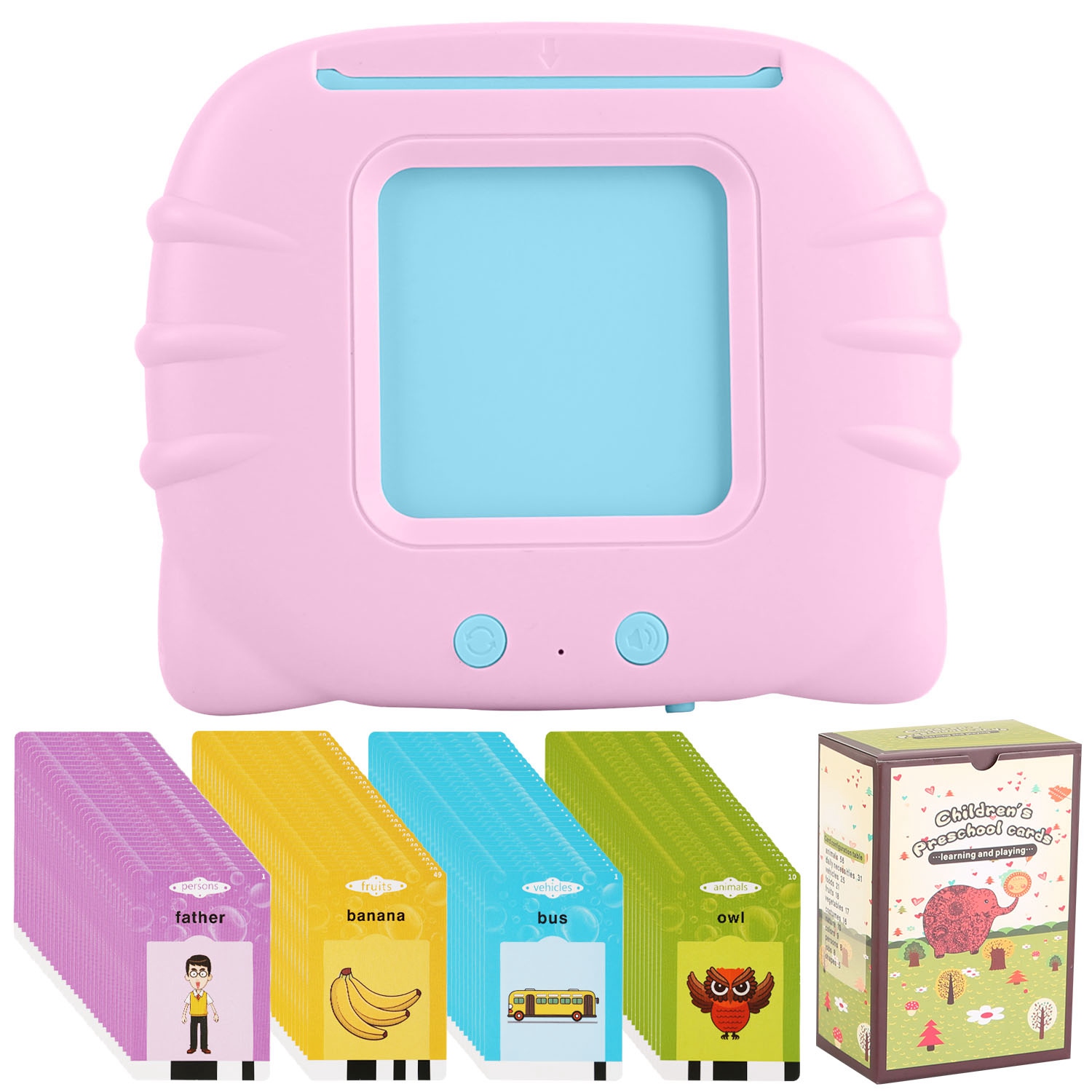 1 Set 224 Words Kid Talking Cards 112 Card Electronic Cognitive Audio Toddler Reading Machine Animal Shape Color Repeated Learning Cards English For Child 1-5 Years Old