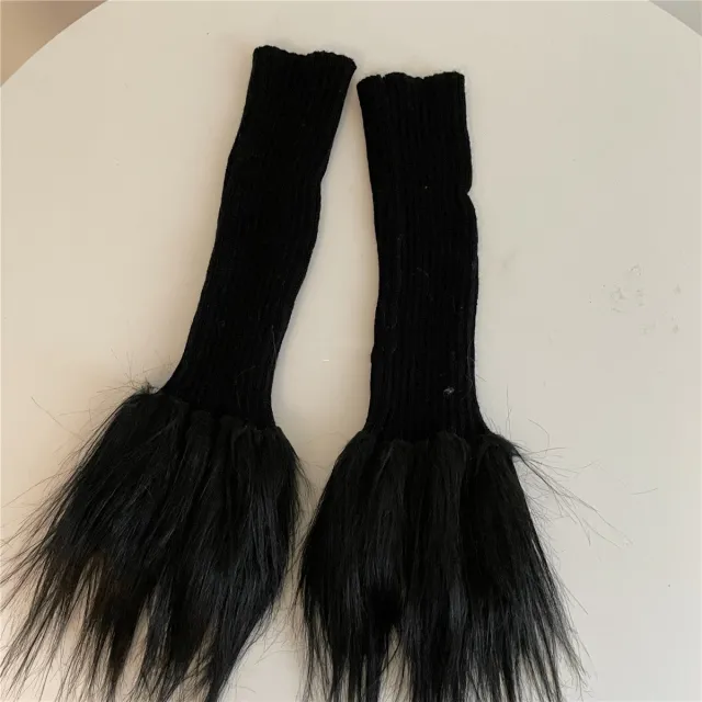 Women's Fashion Simple Handmade Fur Knitted Leg Warmers Black - Shop at LoveMi
