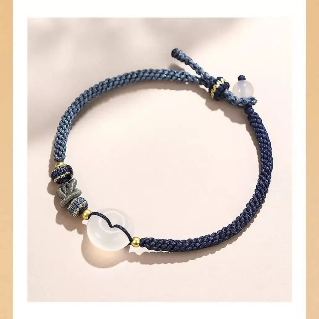 Couple Bracelet A Pair Couple Bracelet White Agate Carrying Strap Woven Commemorative Gift Gift For Boyfriend Or Girlfriend Bracelet