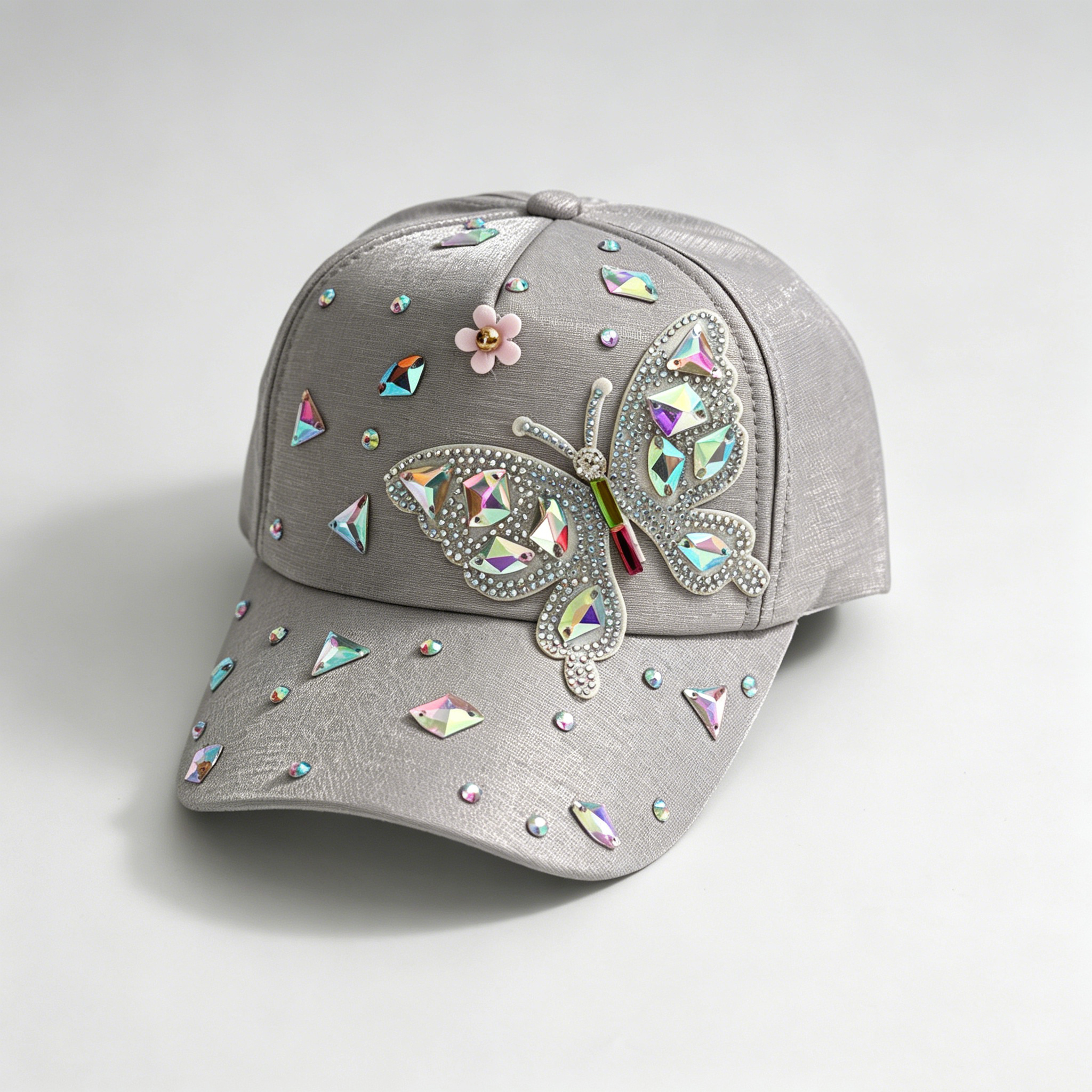 Summer Women's Colorful Butterfly Rhinestone Baseball Cap - Sweet, Cool And Bold Girlie Style Fedora Hat - Suitable For Party Outings And Daily Wear