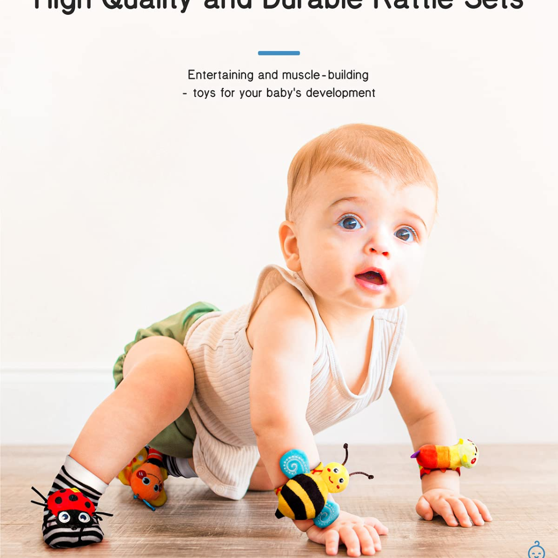 Baby Wrist Rattle Socks And Foot Finder Set Perfect Baby Toys For 0-12 Months Newborn Boys And Girls As Shower Gifts Garden Bug Series 4