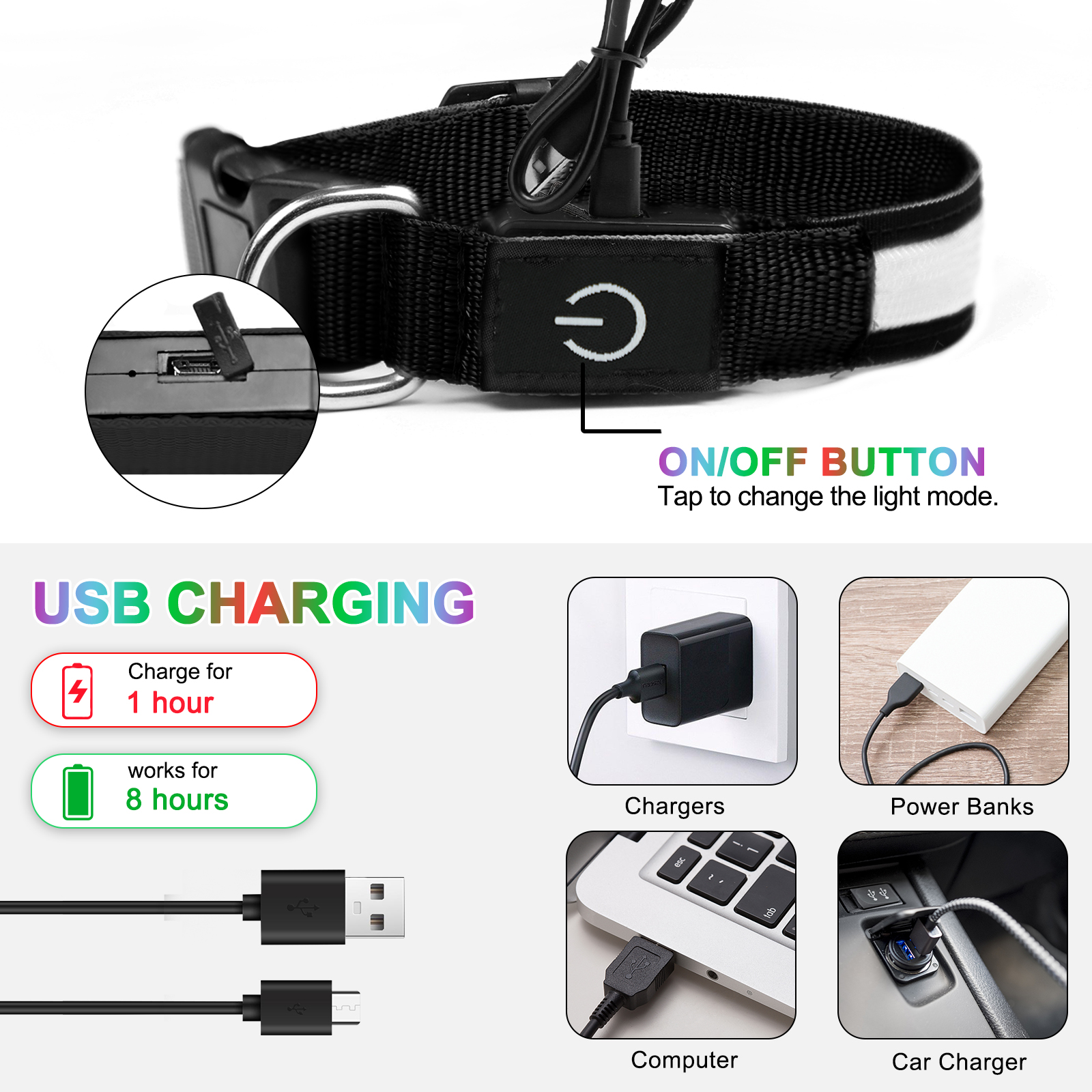 Light Up Dog Collar - Lights For The Dark Night, Adjustable Flashing — image 8