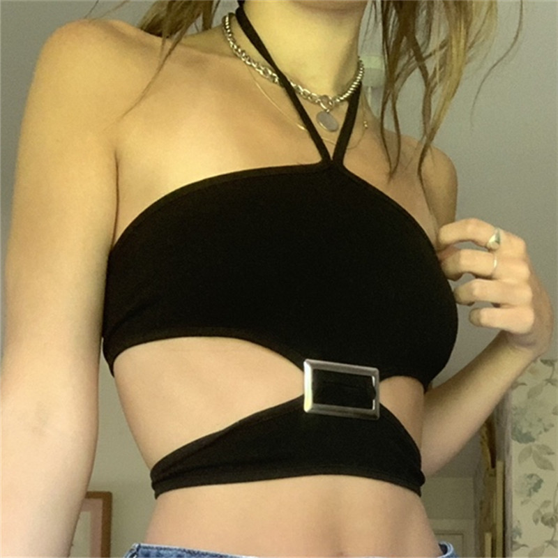 Sexy Hollow Slim Strappy Halterneck Vest