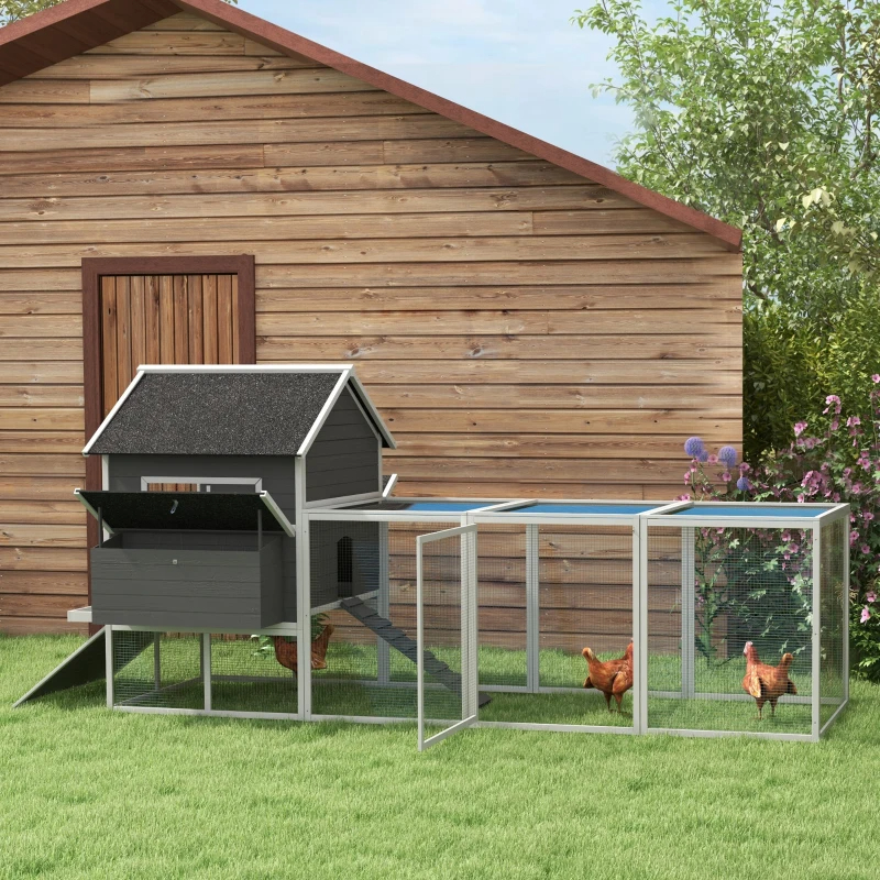 Wooden Chicken Coop For 8-10 Chickens, Backyard, Gray