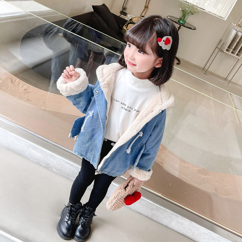 Girls' Denim Jacket Girls' Baby Plus Velvet Thickening — foto 6