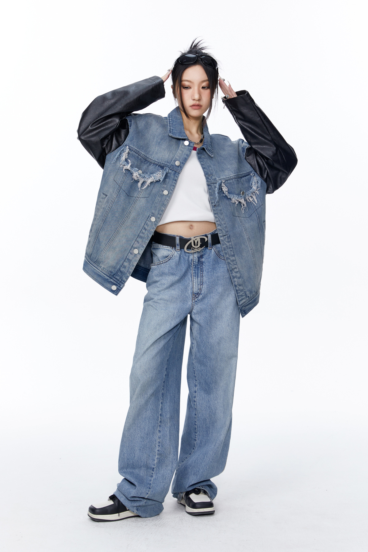 Title 5, Loose Wash Splicing Denim Jacket Coat